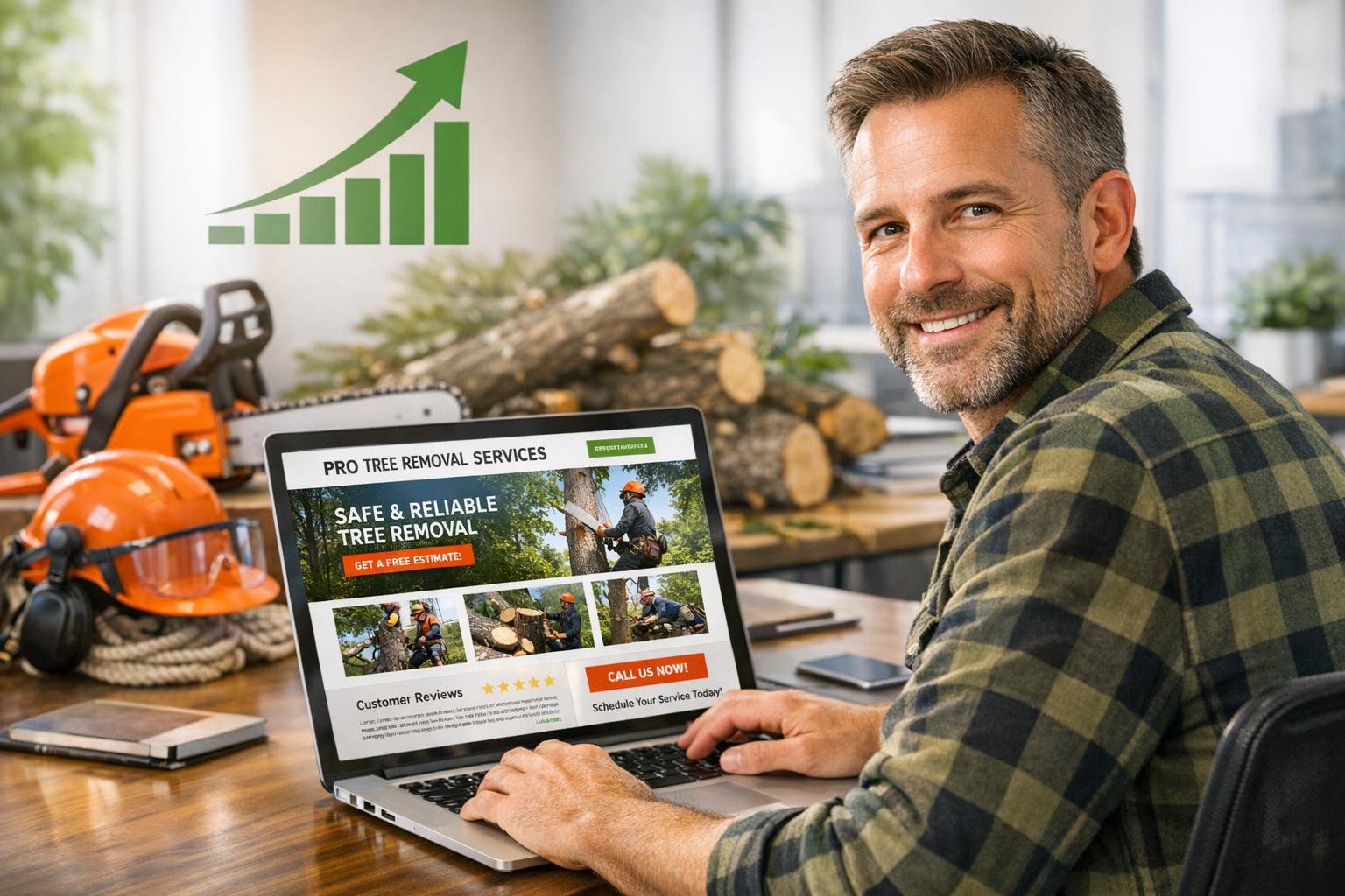 Sådan kan et træfældningsfirma få flere opgaver via sin hjemmeside